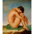 Flandrin Hippolyte Jean - Junger Mann an der K&uuml;ste - handgemaltes &Ouml;lbild nach einer Vorlage v.Flandrin in 50x60cm